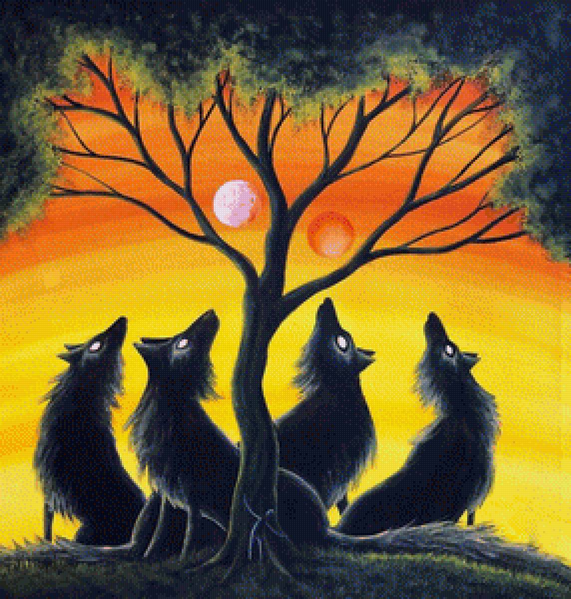 Стая - дерево стая луна - предпросмотр