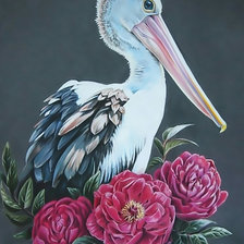 Схема вышивки «Пеликан в пионах»