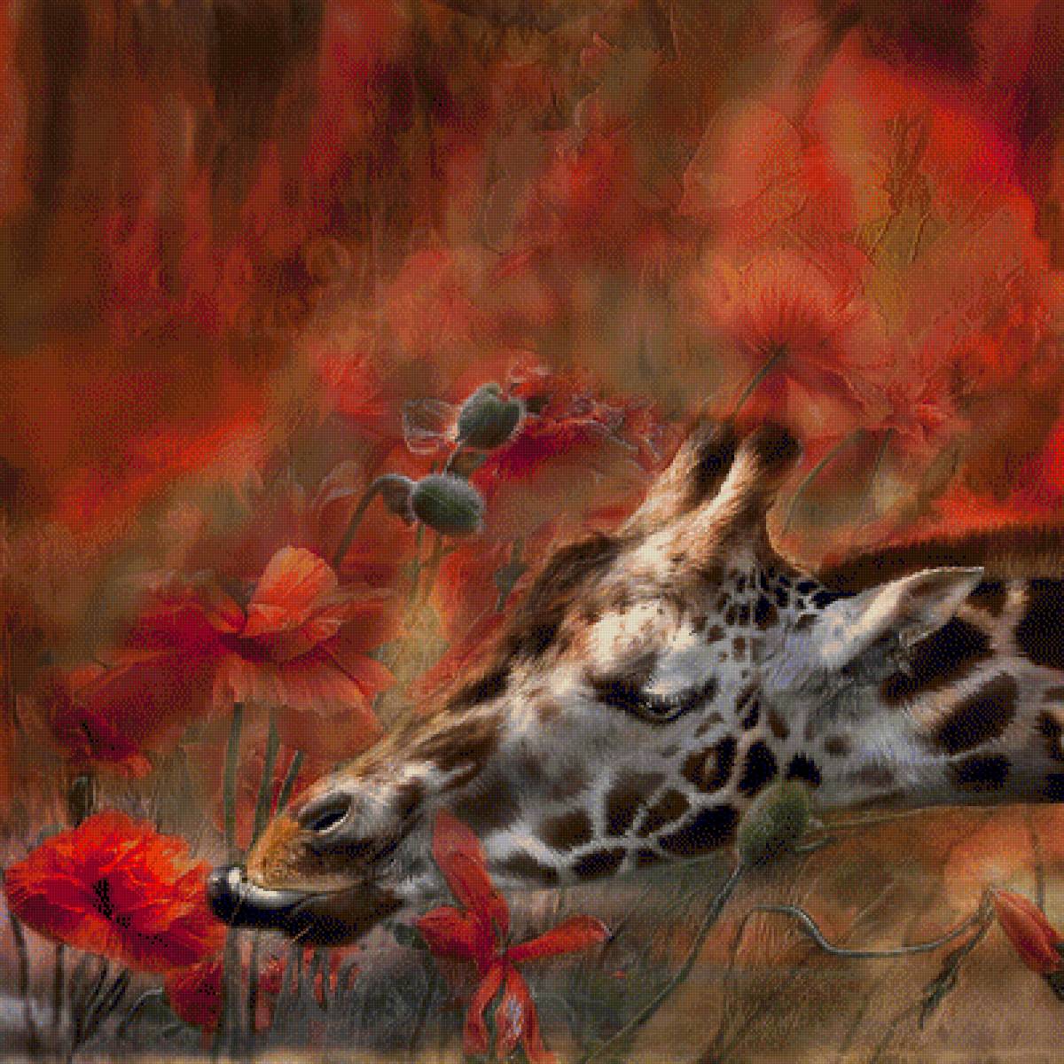 ЖИРАФ И МАКИ - by carol cavalaris, животные - предпросмотр