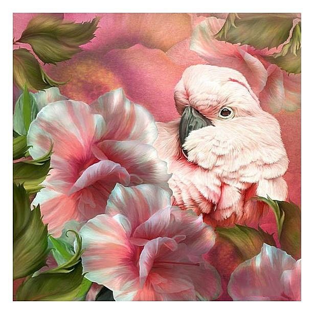 ЦВЕТЫ C ПТИЦОЙ - природа, by carol cavalaris, цветы c птицой - оригинал