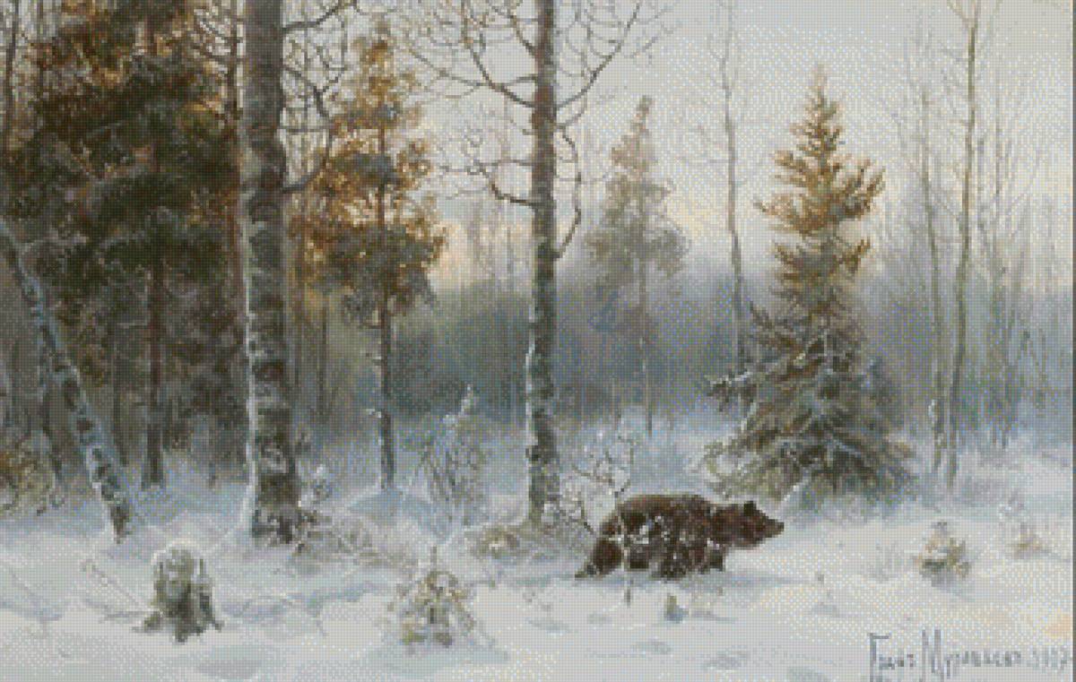 В ЗИМНЕМ ЛЕСУ - пейзаж, 1861-1940 ), by muroviov vladimir leonidovich (russian - предпросмотр