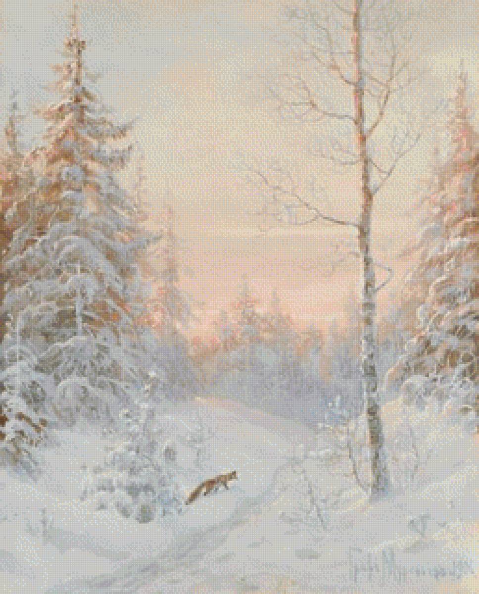 В ЗИМНЕМ ЛЕСУ - by muroviov vladimir leonidovich (russian, 1861-1940 )пейзаж - предпросмотр