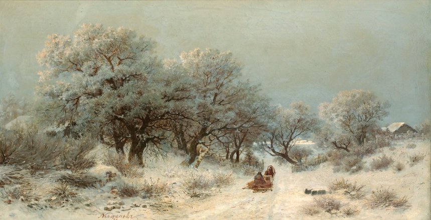ЗИМНИЙ ПЕЙЗАЖ - by lev kamenev (russian, пейзаж, 1833-1886) - оригинал
