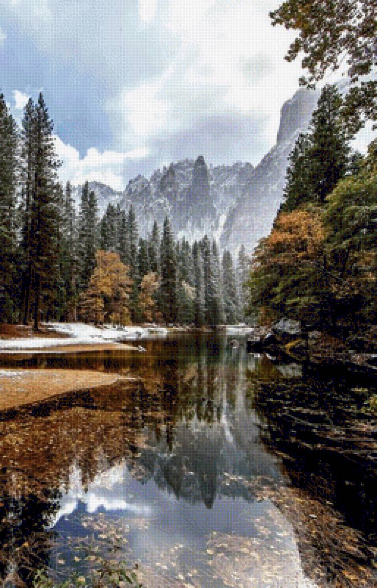 ОСЕНИЙ ПЕЙЗАЖ - вода, пейзаж, горы, облака - предпросмотр