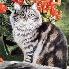 Схема вышивки «Cat in the Garden»