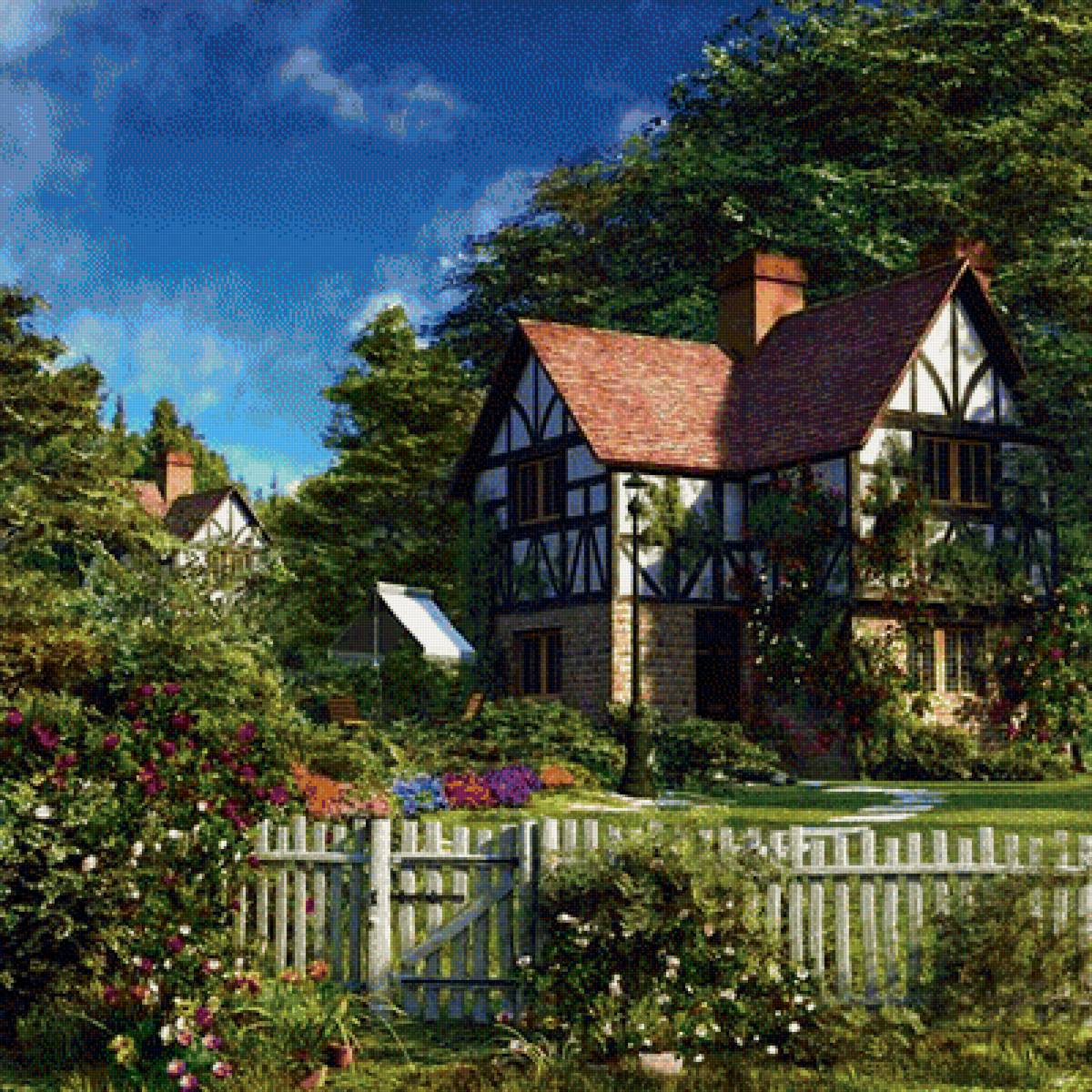 Домик - домик, цветы, пейзаж, природа, лето, дом - предпросмотр