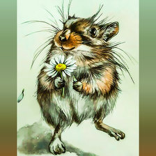 Мышонок с ромашкой