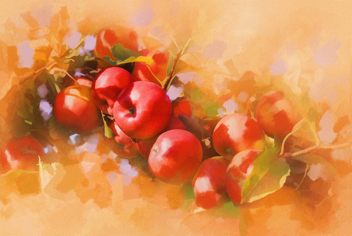 Красные яблочки - рисунок, фрукты, яблоки - оригинал