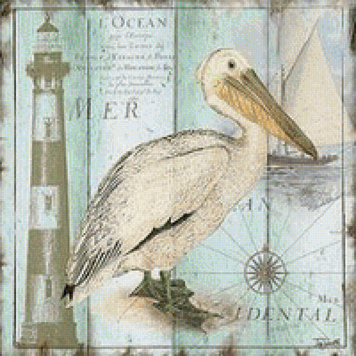 пеликан - пеликан, море, причал - предпросмотр