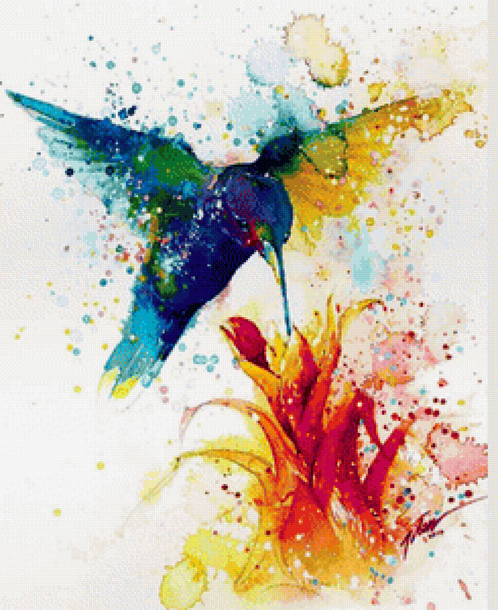 Колибри с цветком - предпросмотр