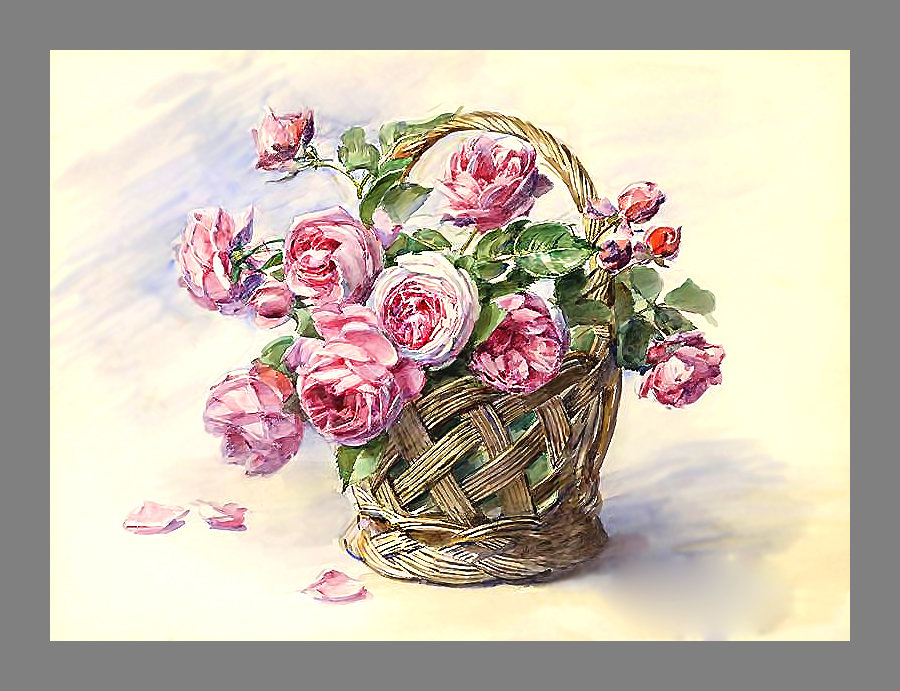Серия "Розы". Акварель - розы, букет, флора, цветы - оригинал