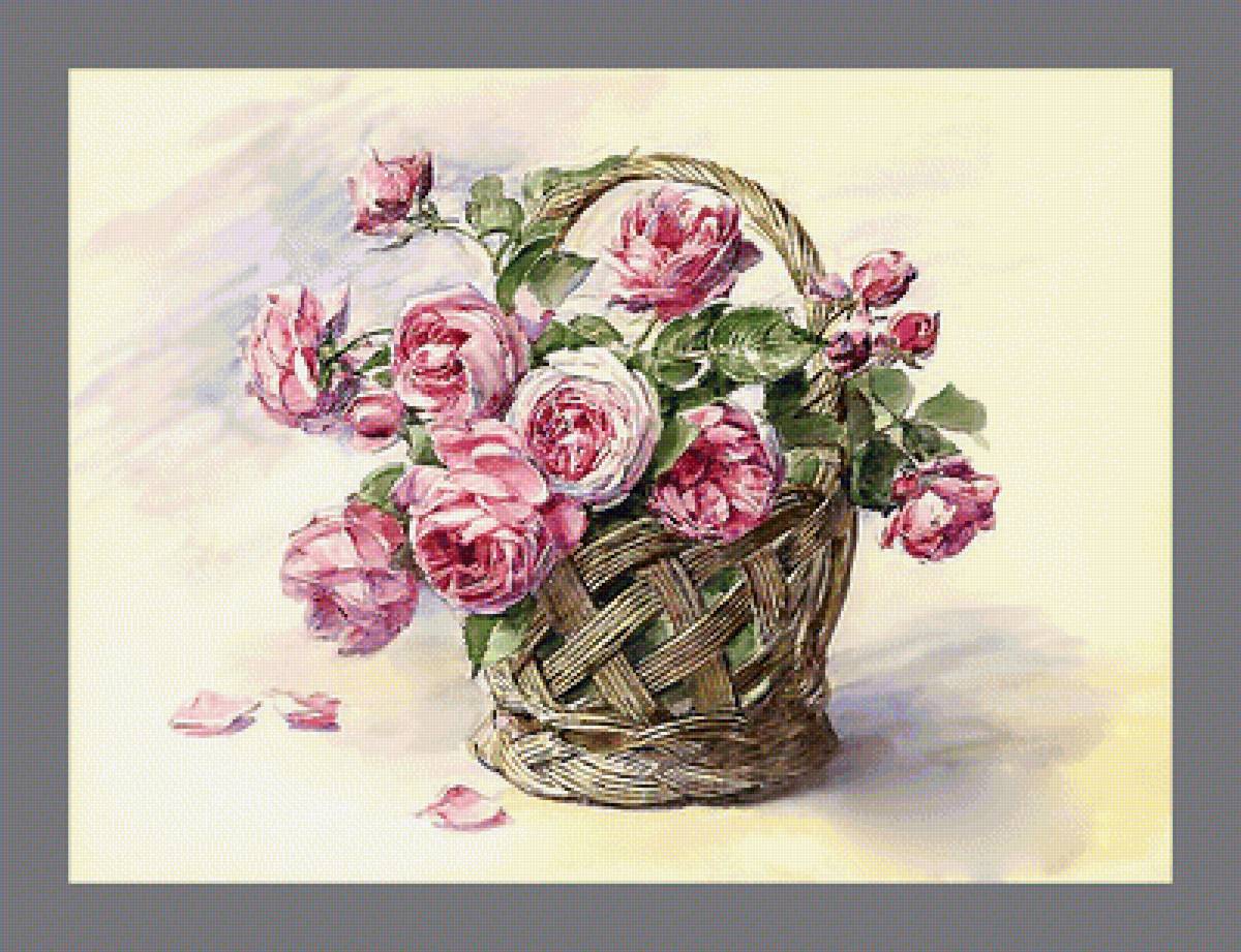 Серия "Розы". Акварель - букет, цветы, розы, флора - предпросмотр