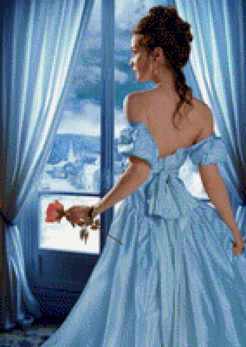 Девушка в голубом - романтика, девушка - предпросмотр