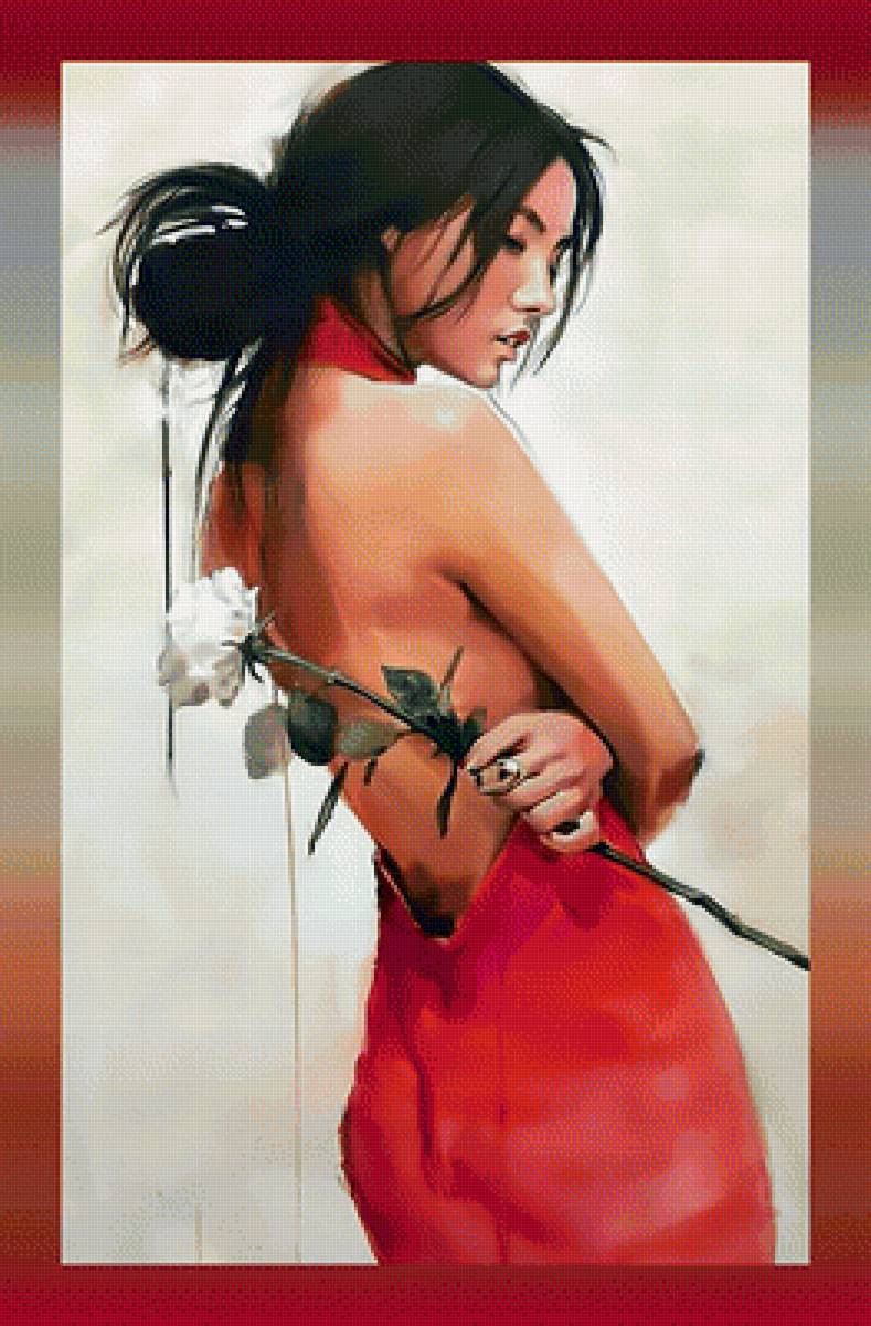 Красное платье/ белая роза - красное платье белая роза девушка - предпросмотр