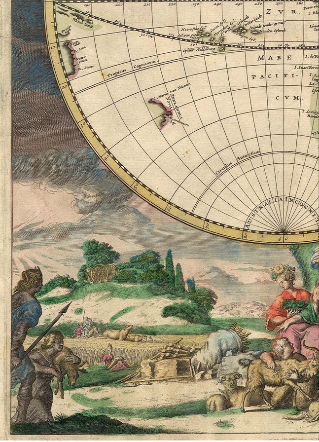 Карта мира 1680 г (низ -1) - интерьер - оригинал