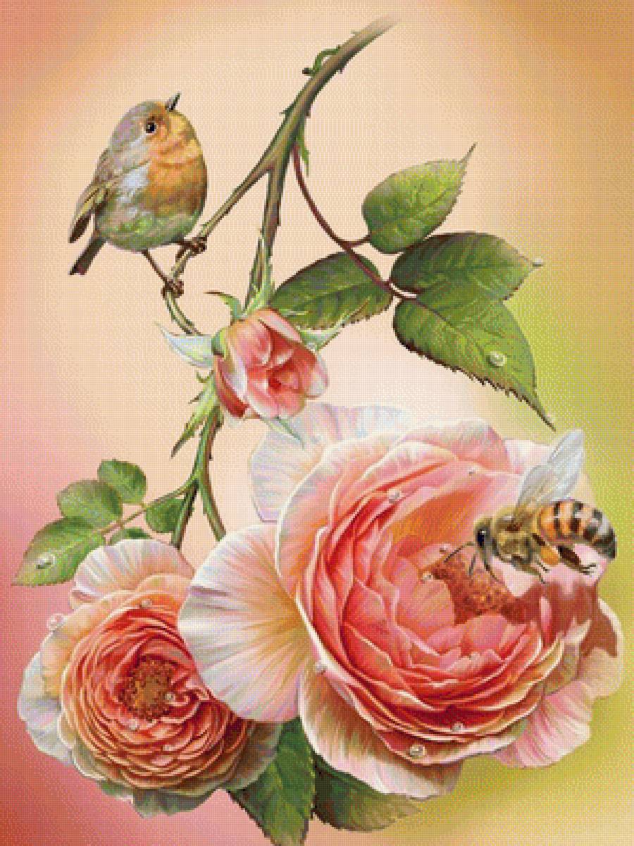 РОЗЫ C ПТИЦОЙ - розы c птицой - предпросмотр