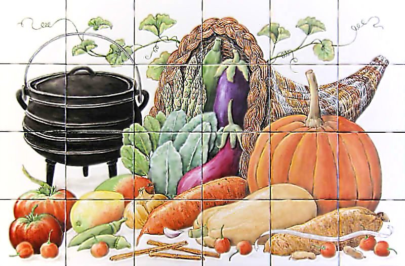 Имитация плитки. - натюрморт. картинка для кухни. - оригинал