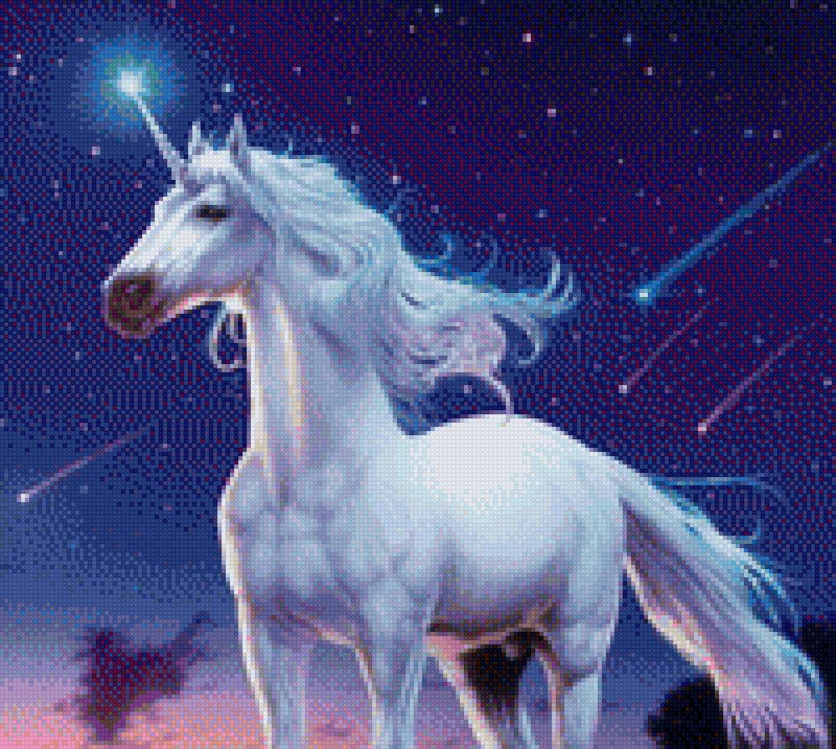 Единорог - лошадь, единорог, белая - предпросмотр