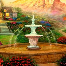 Схема вышивки «Дом с фонтаном»