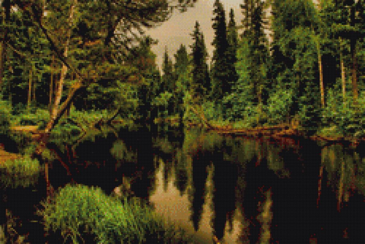 Лесное озеро - озеро, лес, природа - предпросмотр