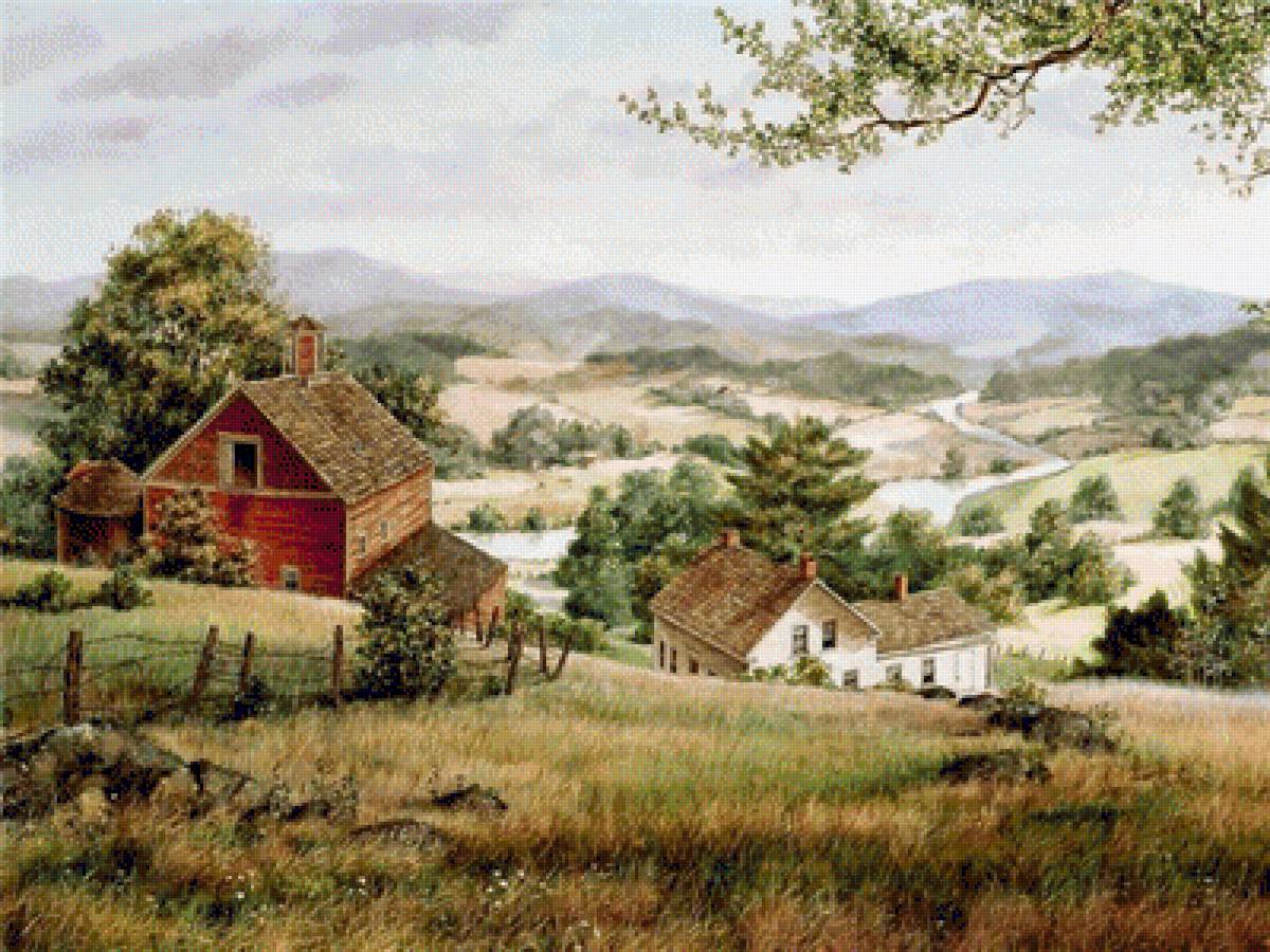 Summer Village. - fred swan painter.landscapes. - предпросмотр