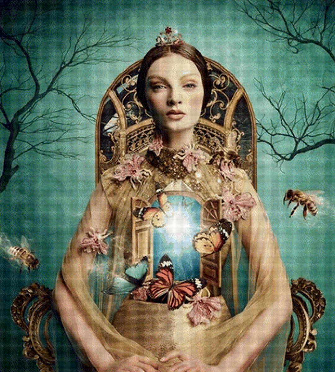 Внутренний мир - девушка бабочки трон - предпросмотр