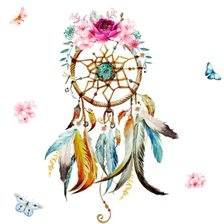Оригинал схемы вышивки «Dreamcatcher with Flowers and Butterflies» (№1928906)
