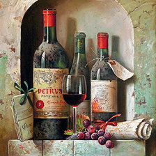 Натюрморт с вином и виноградом