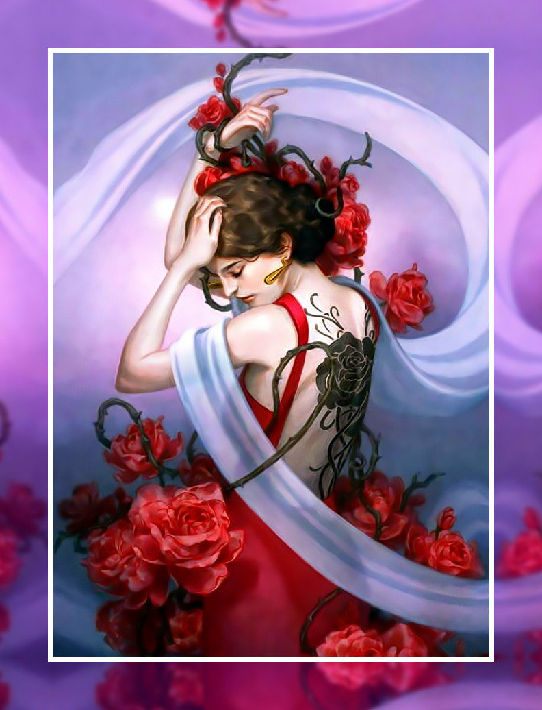 Девушка с татуировкой - девушка татуировка розы - оригинал