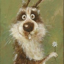 Схема вышивки «Заяц с цветком.»