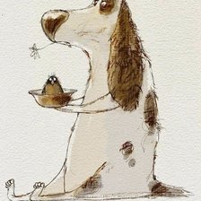 Схема вышивки «Собачка с птичкой»