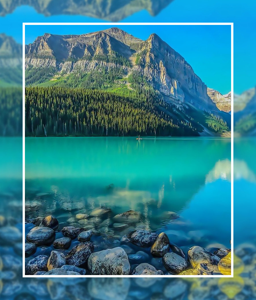 Горное озеро - пейзаж горы небо озеро лес - оригинал