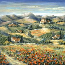 Схема вышивки «Tuscan Villa and Poppies.»