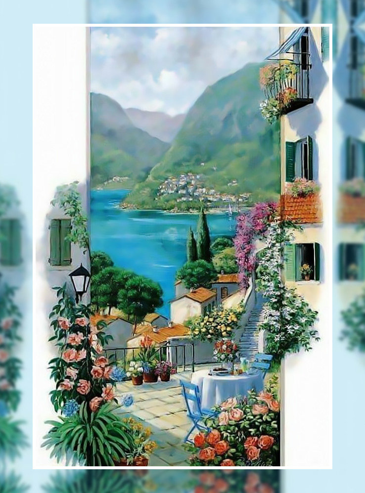 Пейзаж у моря - пейзаж горы море улицы цветы лето небо - оригинал