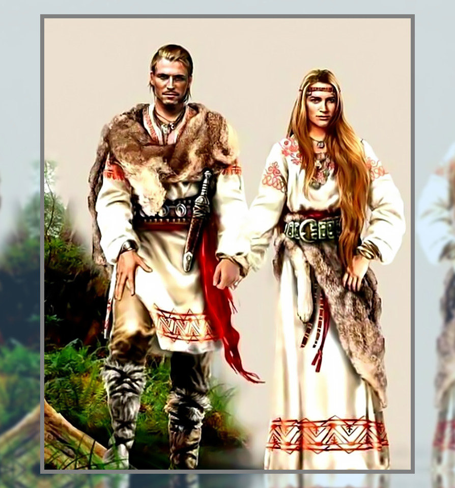 Древние славяне. Пара. - мужчина, девушка, пара, славяне - оригинал