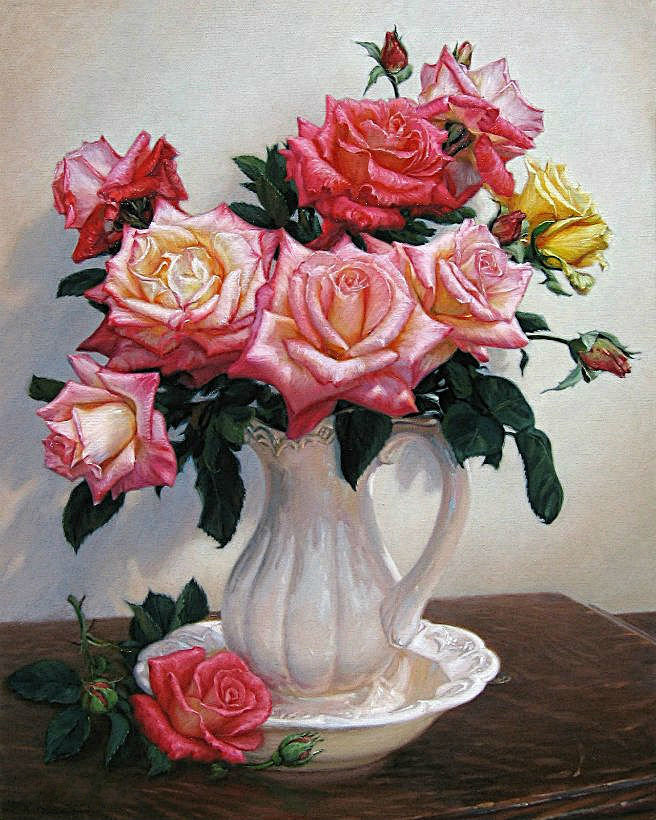Розы - цветы в вазе, розы в вазе, цветы - оригинал