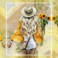 Девушка с подсолнухами