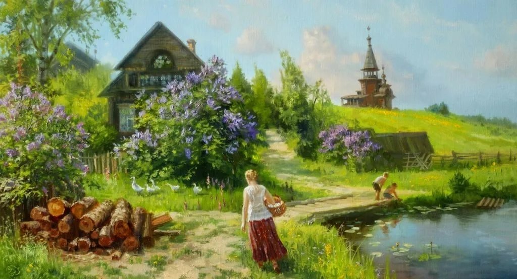 у пруда - пейзаж, лето, пруд - оригинал