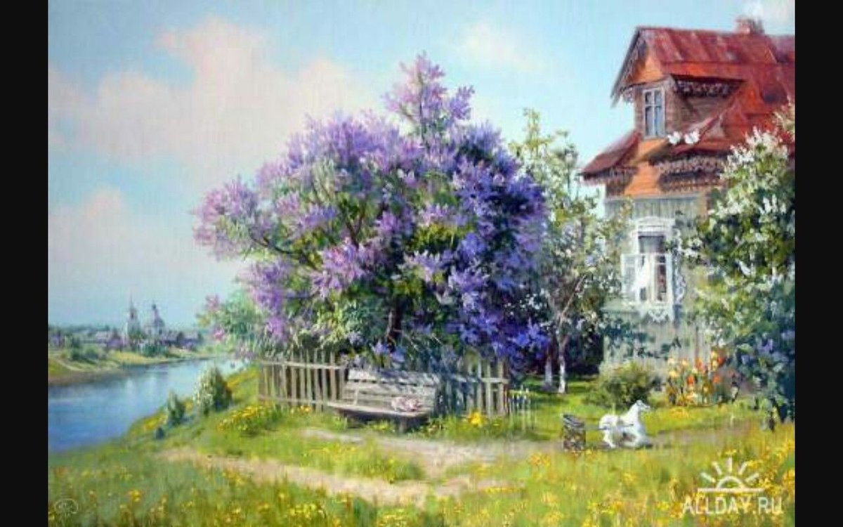 сирень - сирень, лето, пейзаж - оригинал