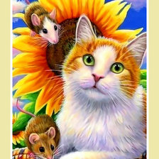 Схема вышивки «Кот и мыши»