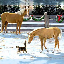 Схема вышивки «Лошади и кот»