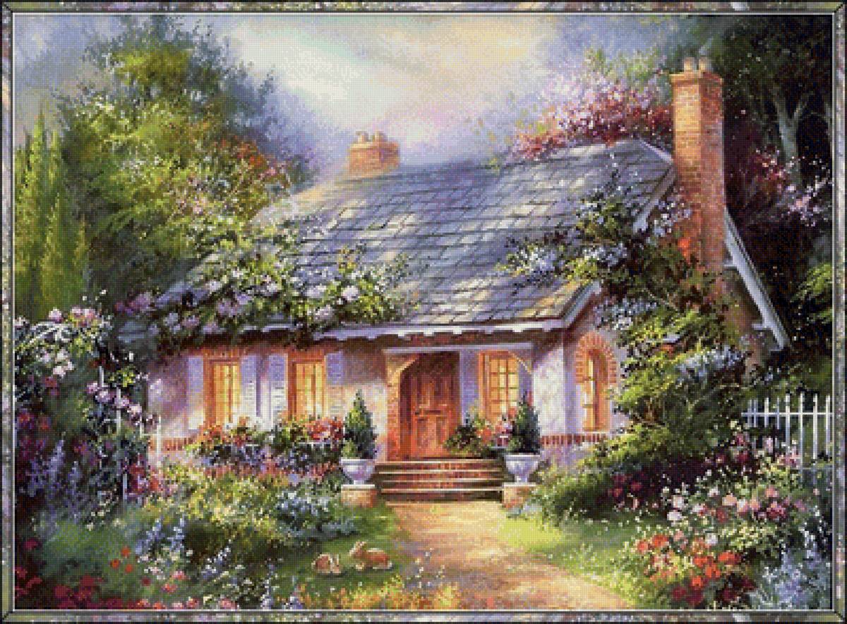 Красивый дом открытка. Джим Митчелл (Jim Mitchell). Сказочные домики Джим Митчелл. Английский художник Jim Mitchell (Джим Митчелл) -.