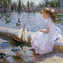 Схема вышивки «Small Boats in the pond with Ducklings.»