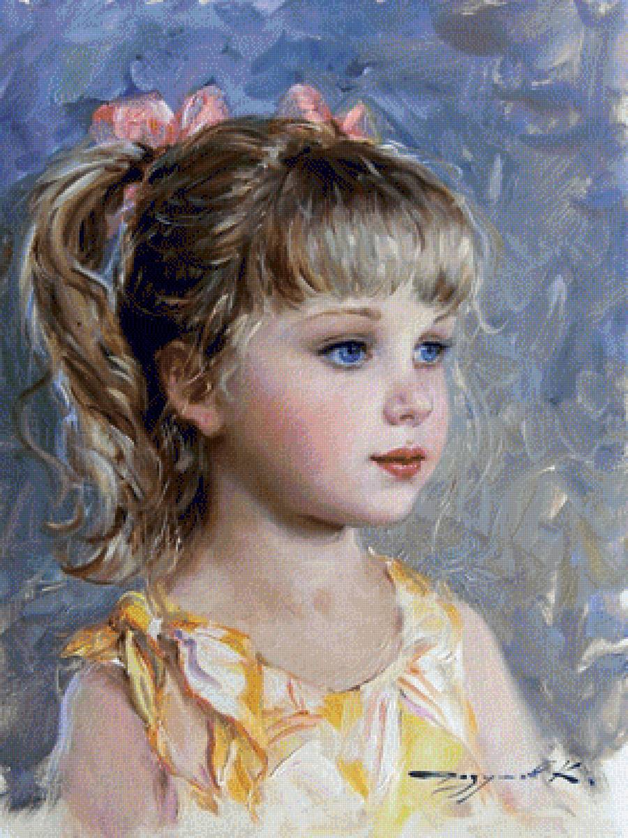 Little Girl with Blue Eyes. - konstantin razumov paintings.children.portraits. - предпросмотр