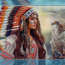 Схема вышивки «Девушка и сокол. Дежавю.»