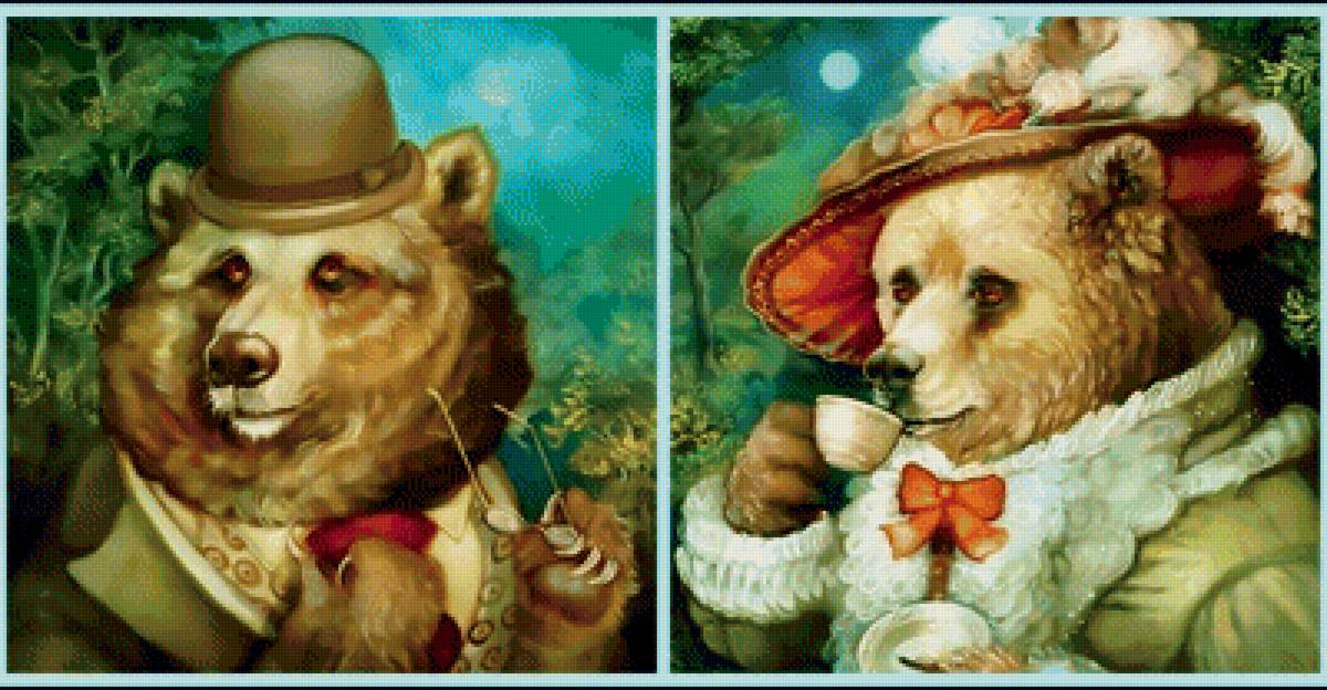 Сказочно нарядные. - медведь и медведица - предпросмотр