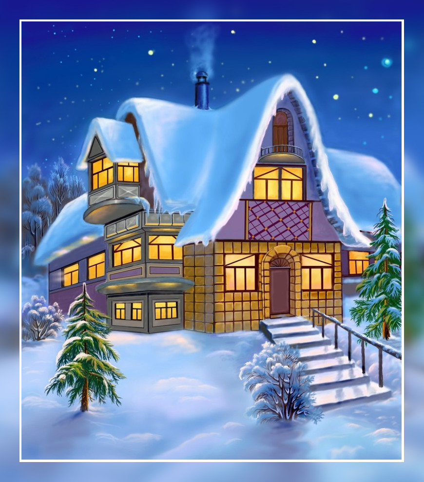 №1934703 - зима, пейзаж, домики - оригинал