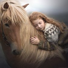 Схема вышивки «Девочка и лошадь»