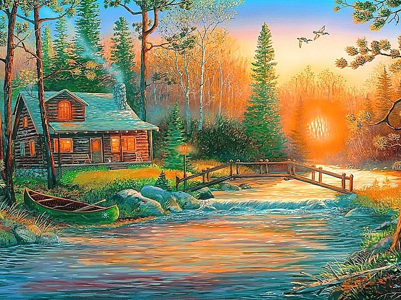 №1934971 - домики, цветы, пейзаж - оригинал