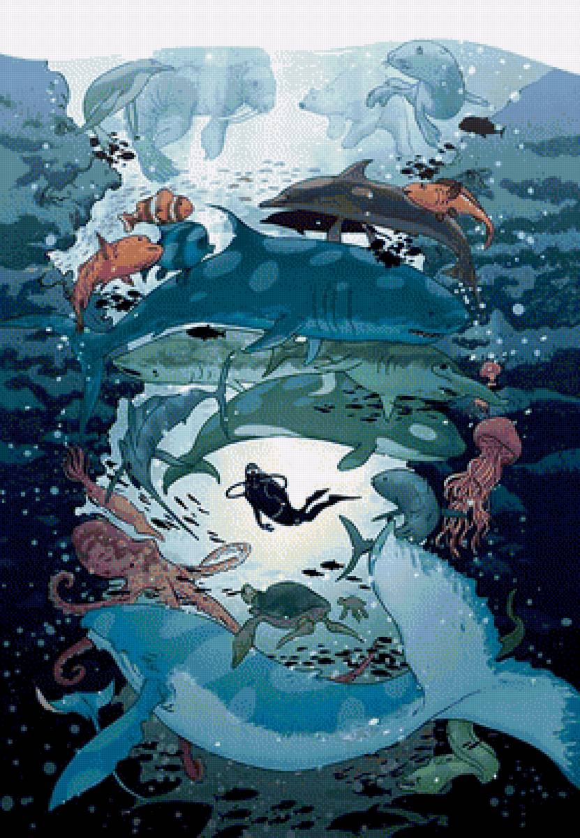 Океан - рыбы, акула, подводный мир, кит - предпросмотр